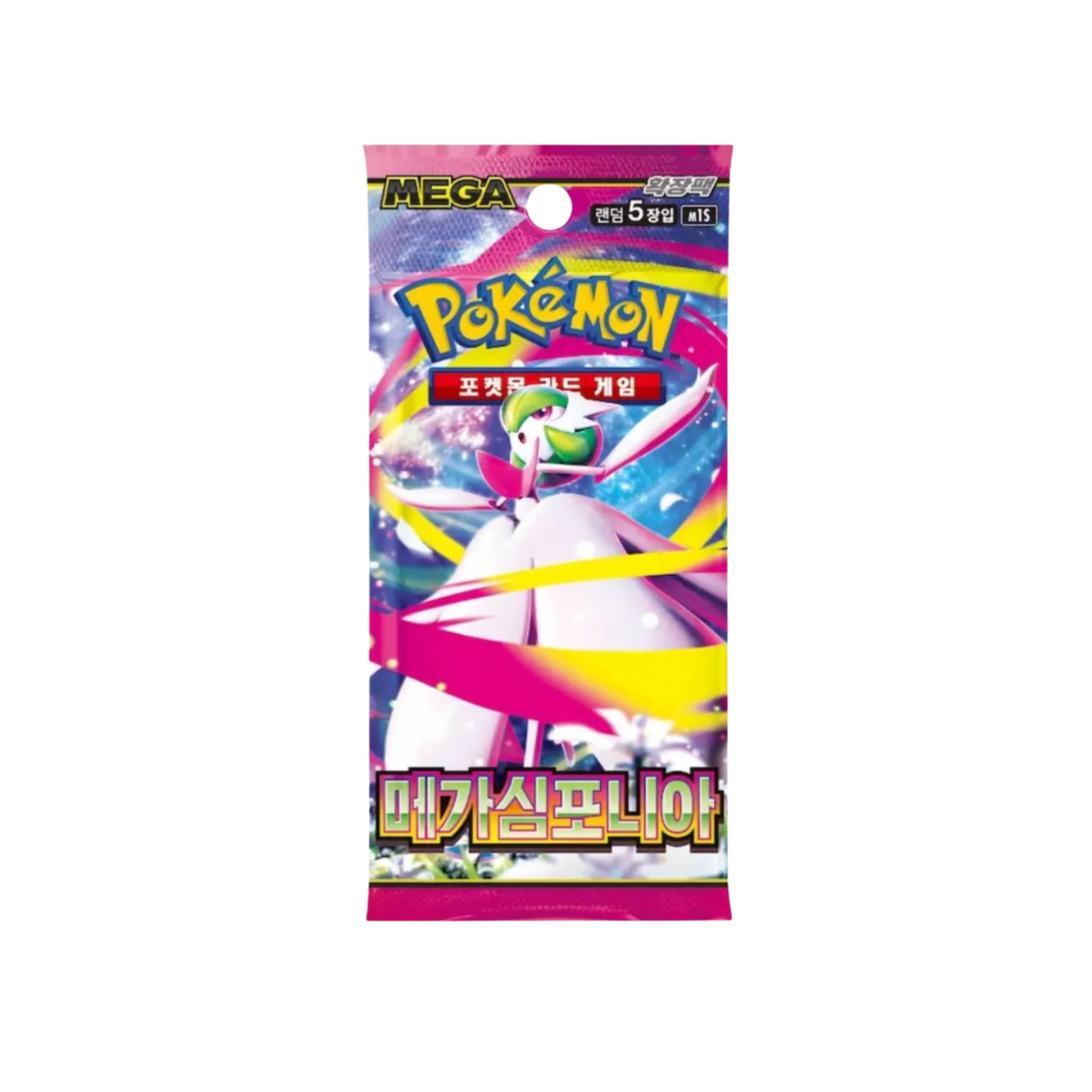 Pokémon TCG Korean Mega Symphonia M1S booster pack containing 5 cards