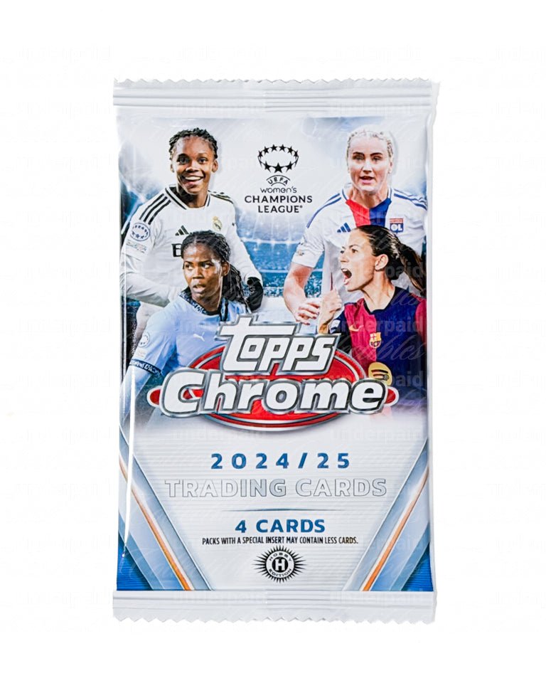 Sealed 2024-25 Topps Chrome UEFA Women's Champions League four-card blaster pack