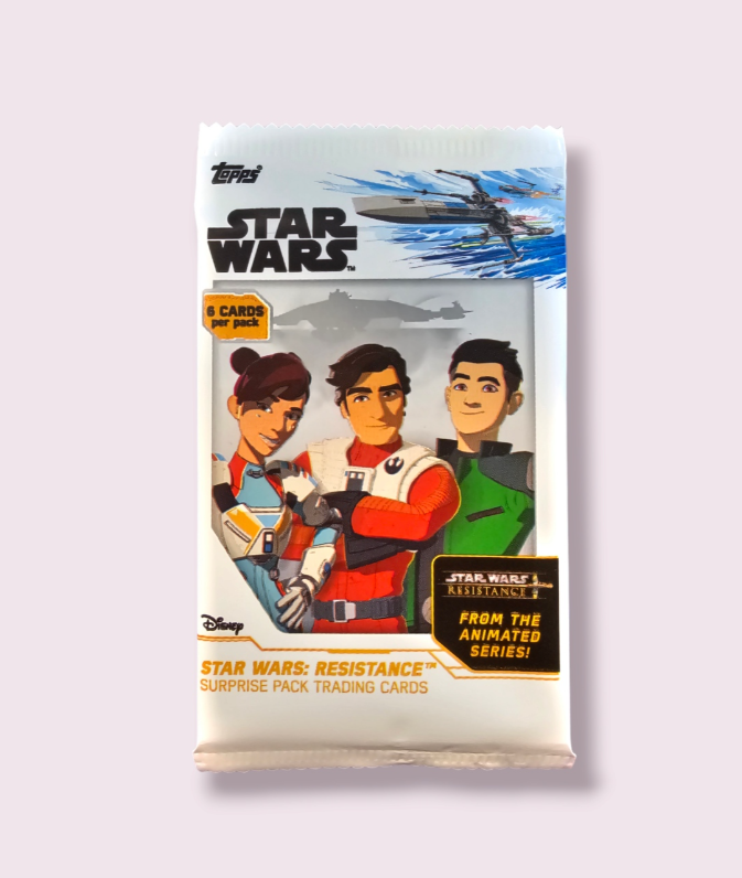 2019 Topps Star Wars Resistance blaster trading card pack containing 6 randomized cards