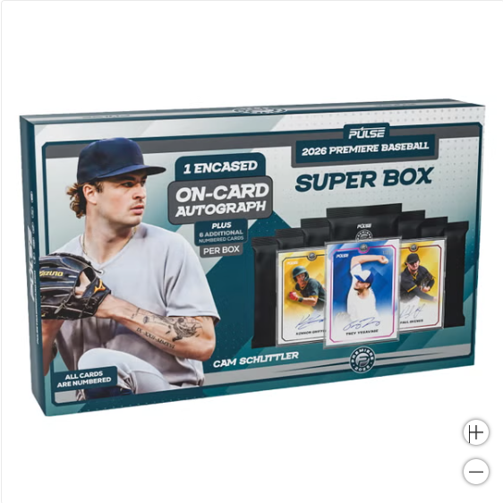Sealed Costco Exclusive PULSE 2026 Premiere Baseball Super Box with autograph and numbered cards