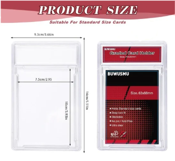 1 Pc 35PT Acrylic Card Holder with Label Slot for TCG & Sports Cards