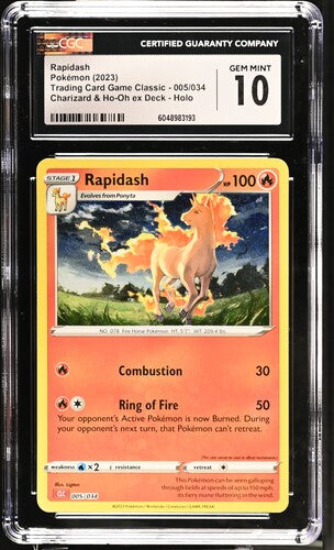 2023 English Pokémon Trading Card Game Classic Rapidash 005/034 Holo graded CGC GEM MINT 10