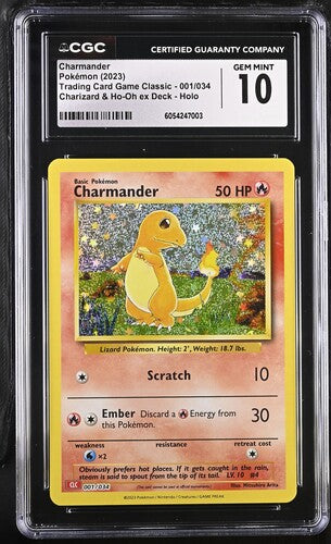 2023 English Pokémon Trading Card Game Classic Charmander 001/034 Holo graded CGC GEM MINT 10