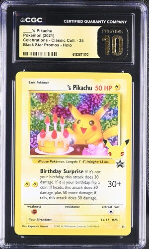 2021 Pokémon Celebrations Classic Collection ____'s Pikachu card 24 holo graded CGC Pristine 10