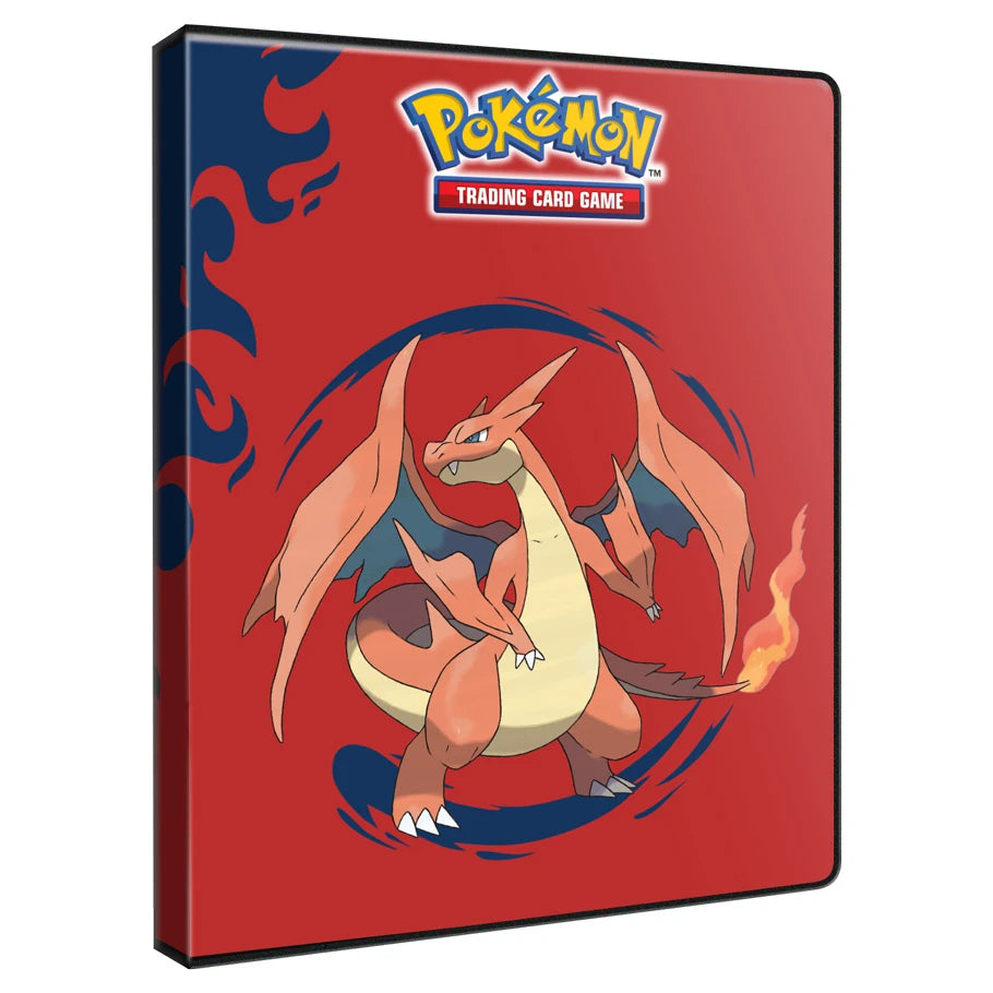Front cover of Ultra PRO Pokémon 4-Pocket Portfolio featuring full-art Mega Charizard X artwork.

Back cover of Ultra PRO Pokémon 4-Pocket Portfolio featuring full-art Mega Charizard Y artwork.