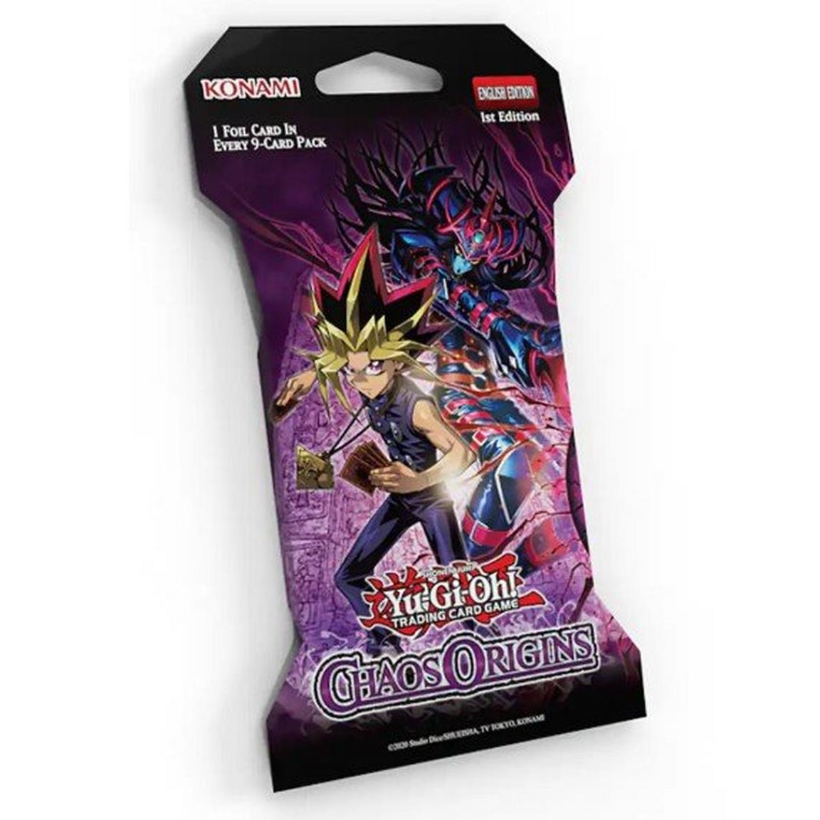 Yu-Gi-Oh! Chaos Origins 1st Edition sleeved booster pack containing 9 trading cards