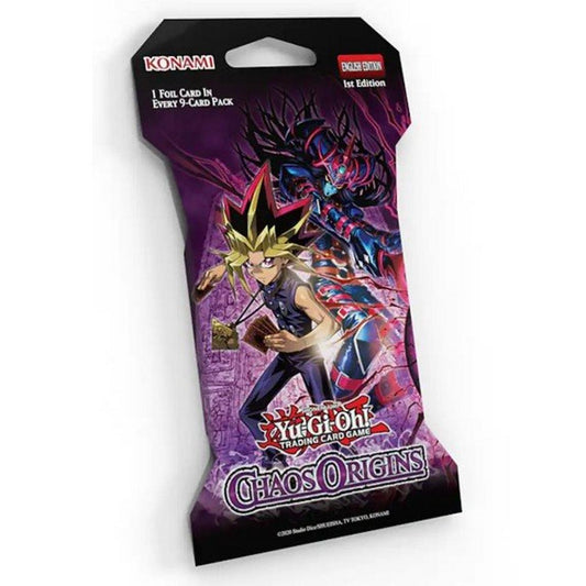 Yu-Gi-Oh! Chaos Origins 1st Edition sleeved booster pack containing 9 trading cards