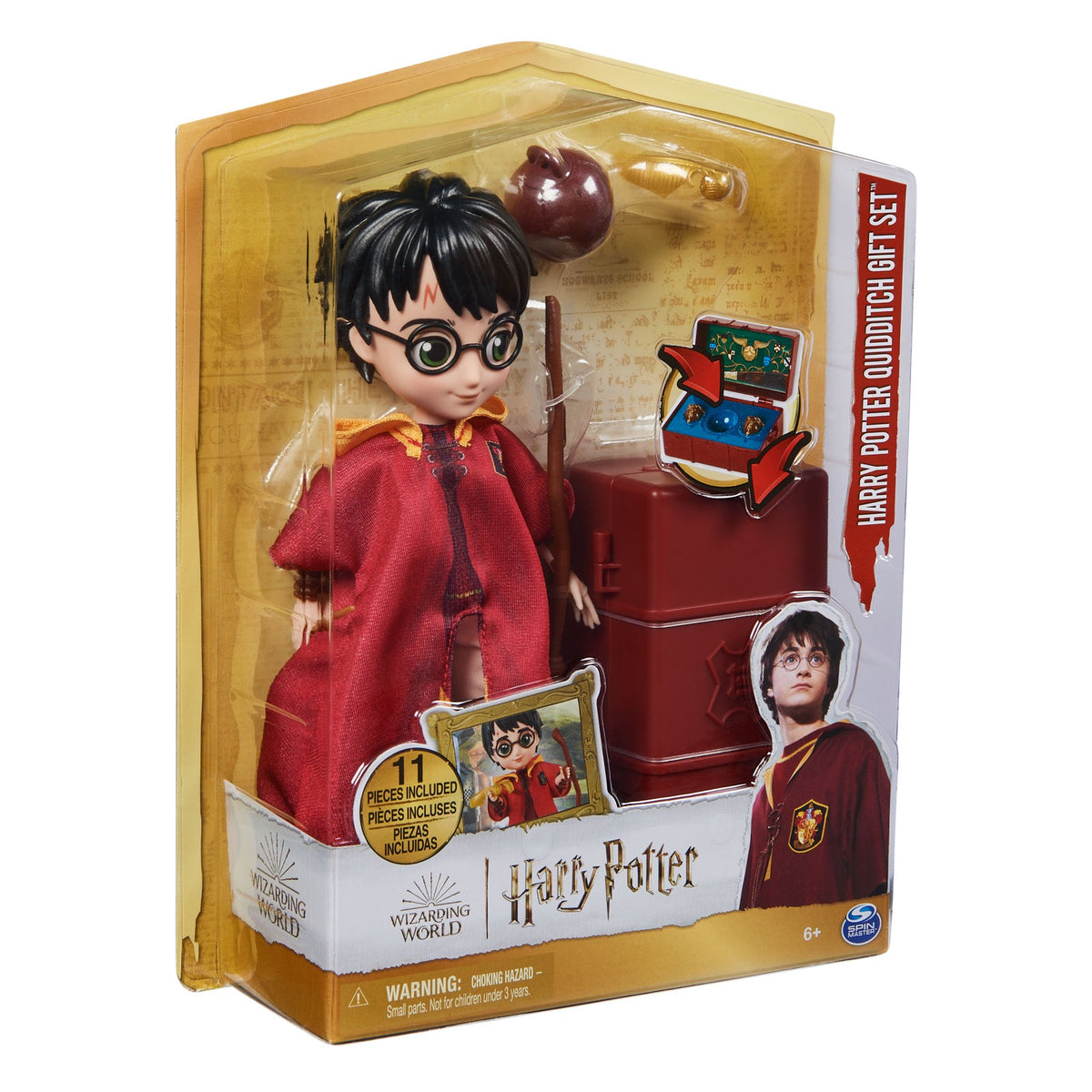 Wizarding World Harry Potter 8-inch Quidditch doll in Gryffindor uniform with Nimbus 2000 and nine accessories