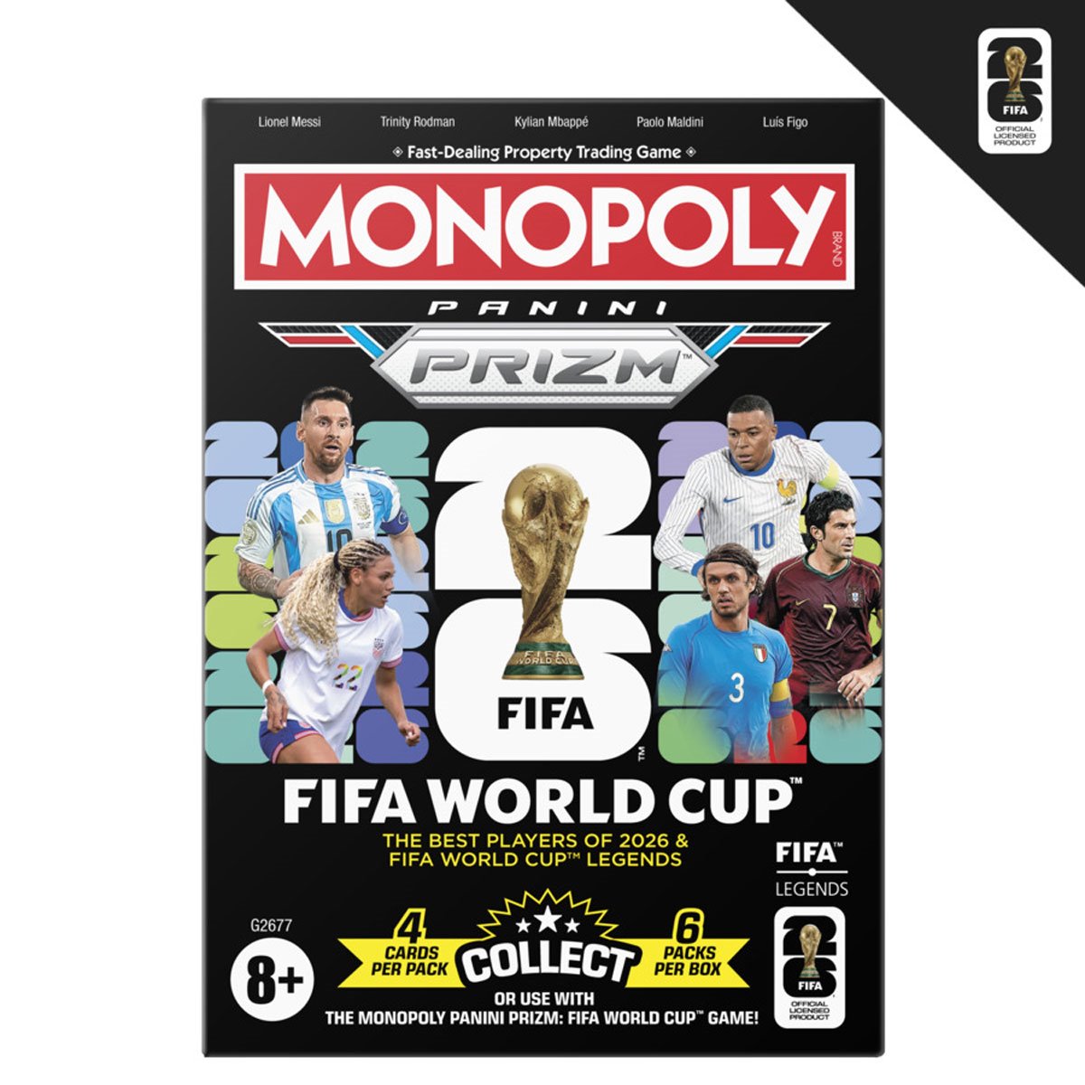 Monopoly Panini Prizm FIFA World Cup Trading Cards Booster Box (6 Packs) - Sealed - single item listing, image for visual reference only