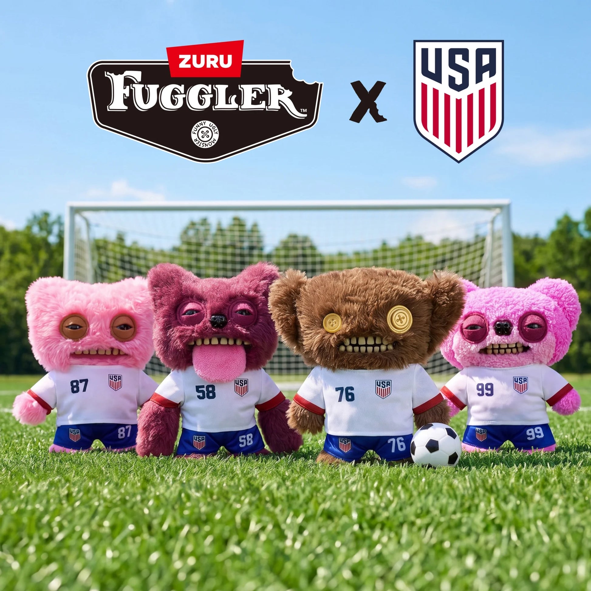 Fuggler US Soccer Teddy Bear Nightmare 9-inch collectible plush in a red white and blue soccer outfit