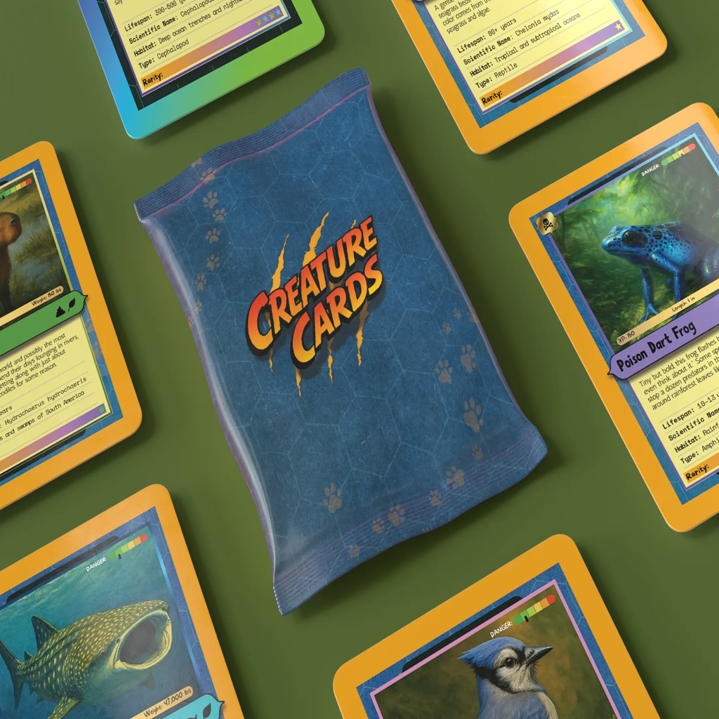 Creature Cards Series 1 Mystery Pack 15-Pack Box – 9 Cards + 1 Holo Guaranteed Per Pack - 15-packs Box