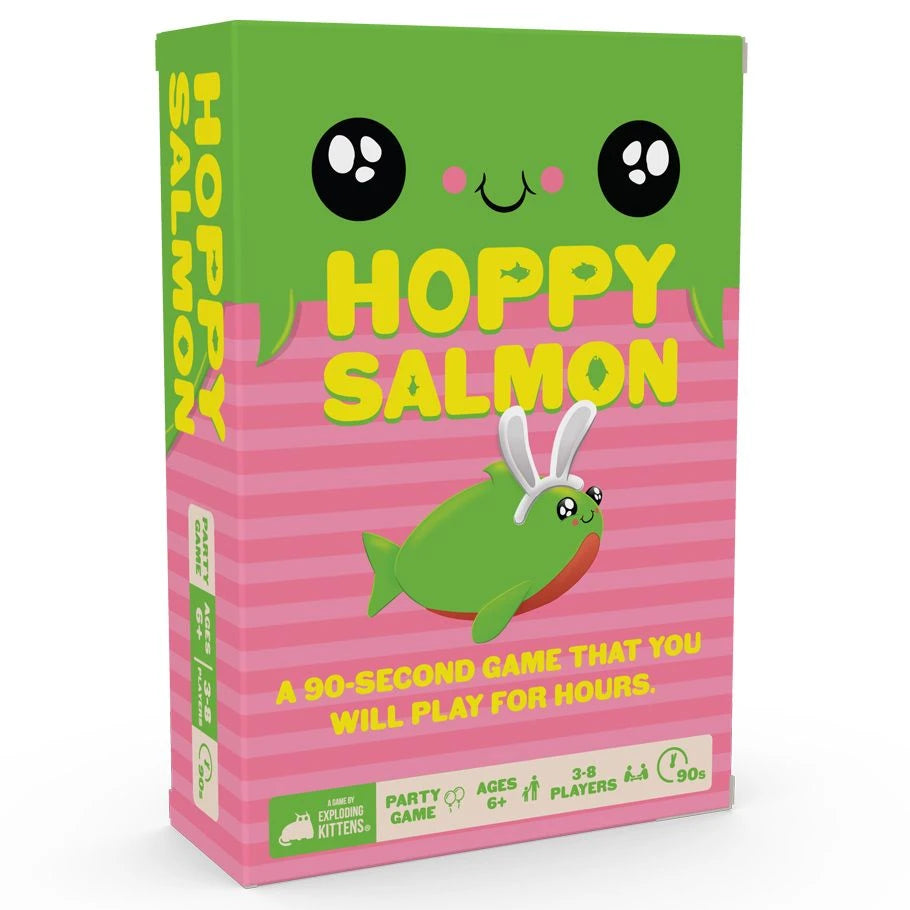 Hoppy Salmon fast-paced action card game box by Exploding Kittens