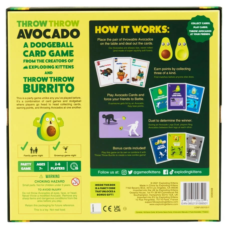 Throw Throw Avocado Dodgeball Card Game 2-6 Players Ages 7+ Exploding Kittens