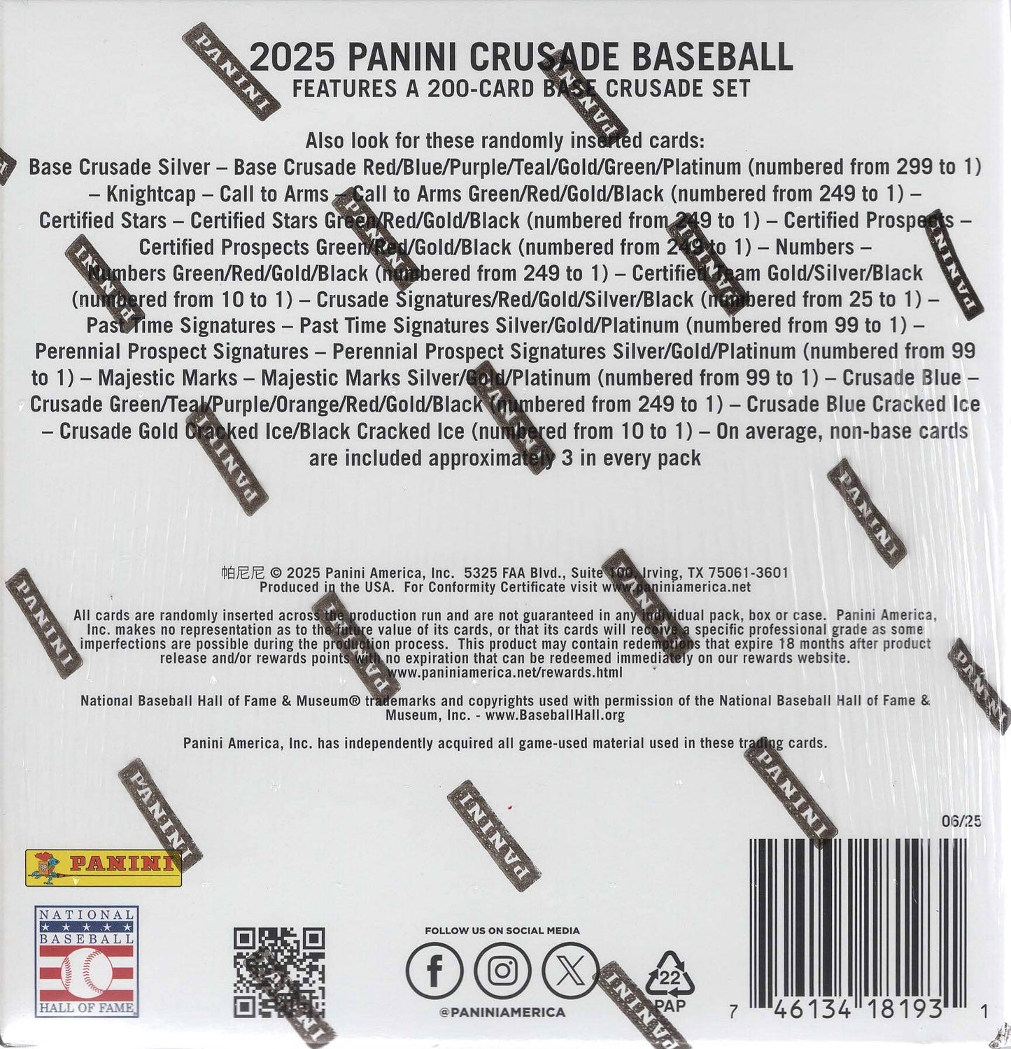 2025 Panini Crusade Boys of Summer Baseball 48ct. Mega Box