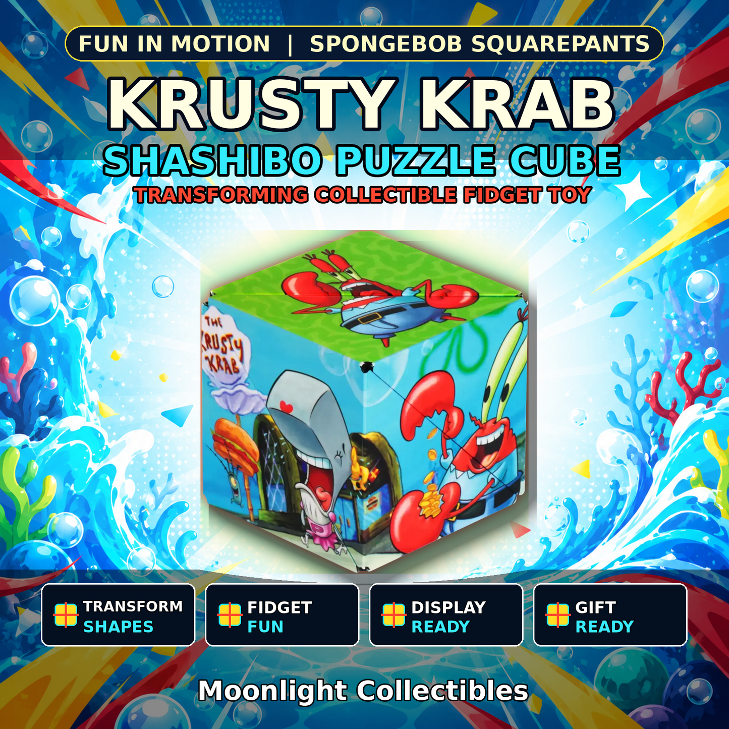 Fun In Motion Shashibo SpongeBob SquarePants Krusty Krab Puzzle Cube