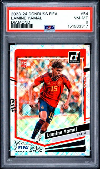 2023-24 Panini Donruss FIFA Lamine Yamal Diamond #54 PSA 8 NM-MT