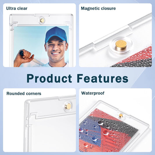 35pt Magnetic Card Holder One Touch UV Protection Display Case for Standard Trading Cards