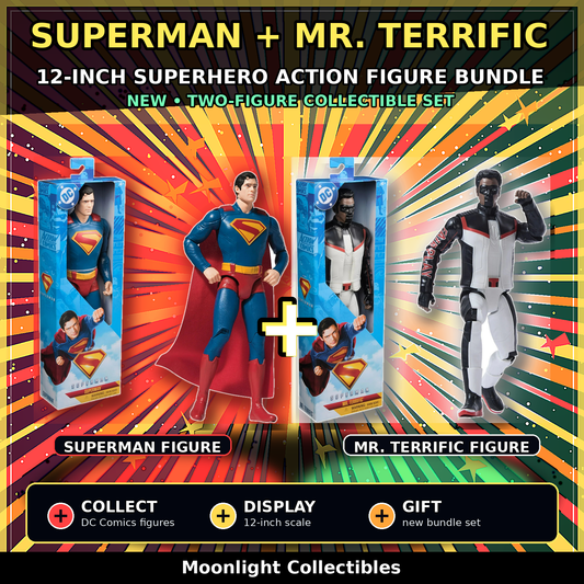 DC Comics Superman & Mr. Terrific 12-Inch Superhero Action Figure Bundle New