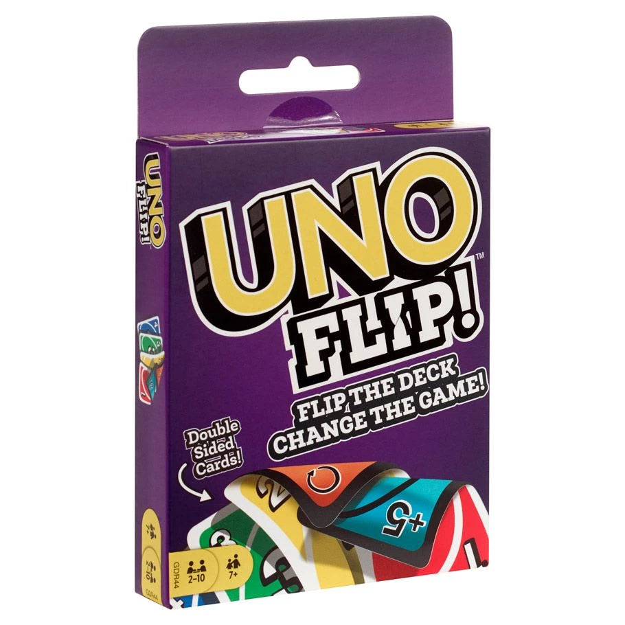 UNO Flip double-sided card game box with Light Side and Dark Side playing cards