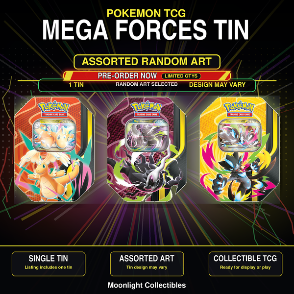 Pokémon TCG Mega Forces Tin Assorted Random Art - 1 Tin (Order before 6/26/26)