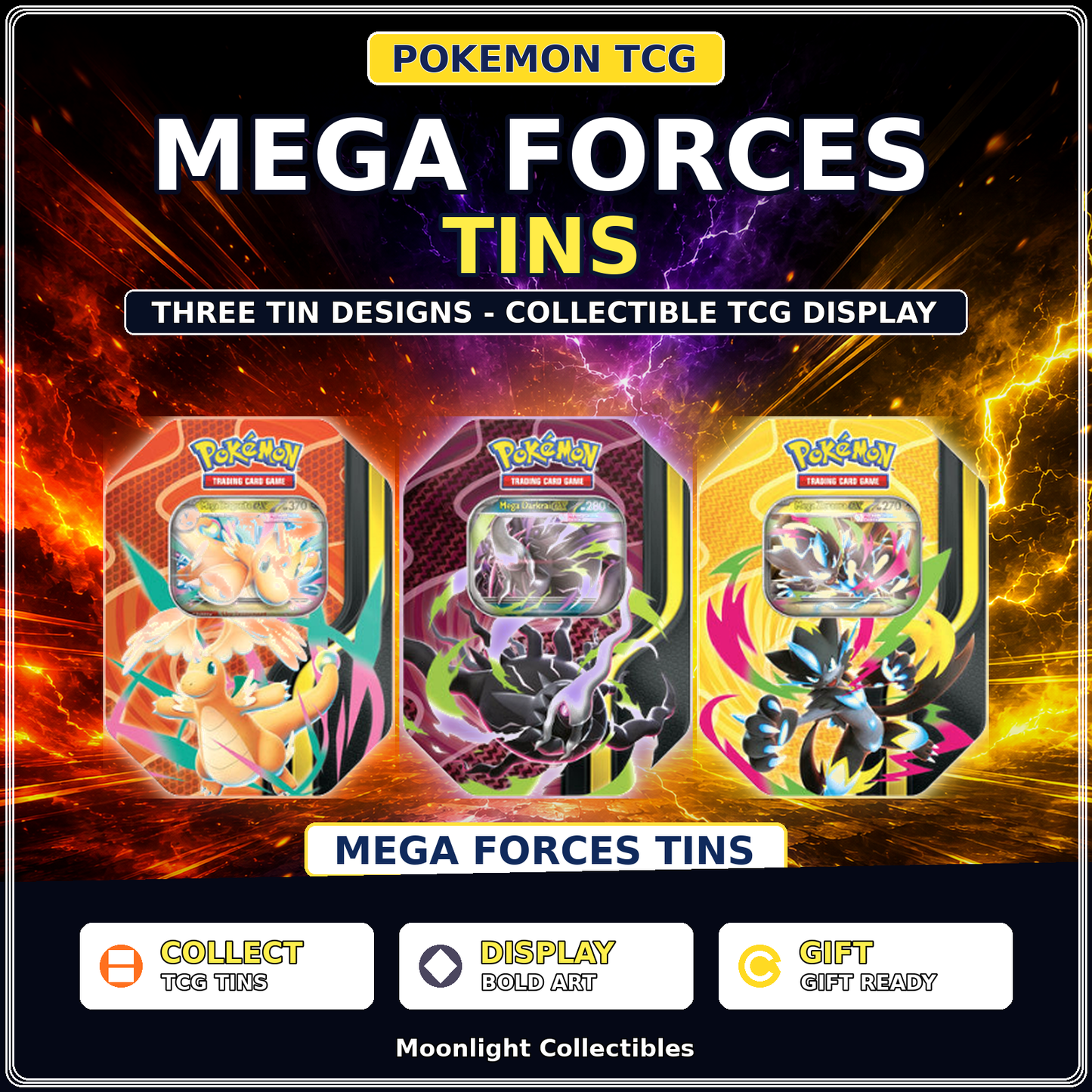 Pokémon TCG Mega Forces Tin Assorted Random Art - 1 Tin - Tin