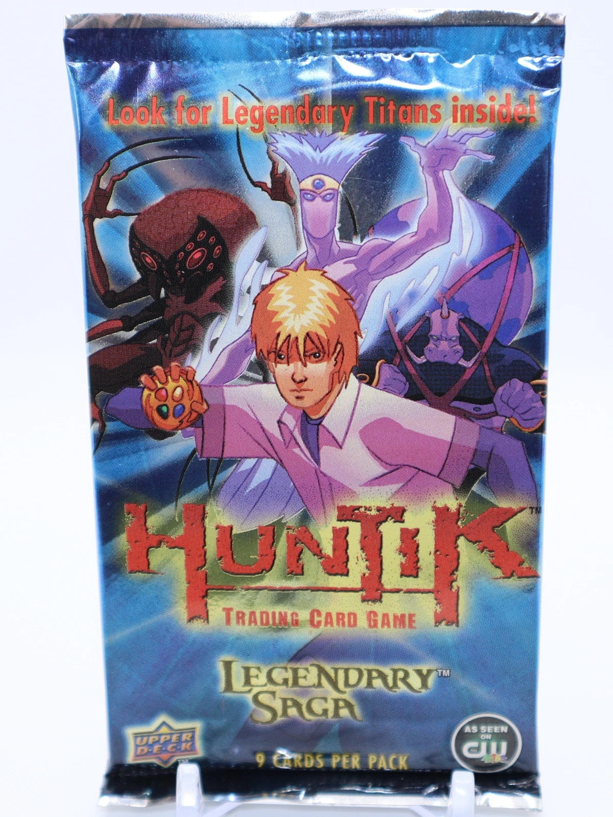 Sealed 2009 Upper Deck Huntik TCG Legendary Saga booster pack containing 9 cards