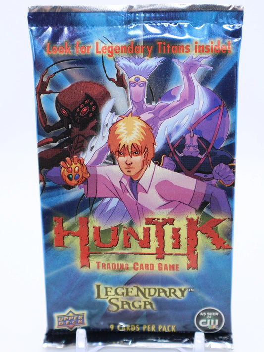 Sealed 2009 Upper Deck Huntik TCG Legendary Saga booster pack containing 9 cards