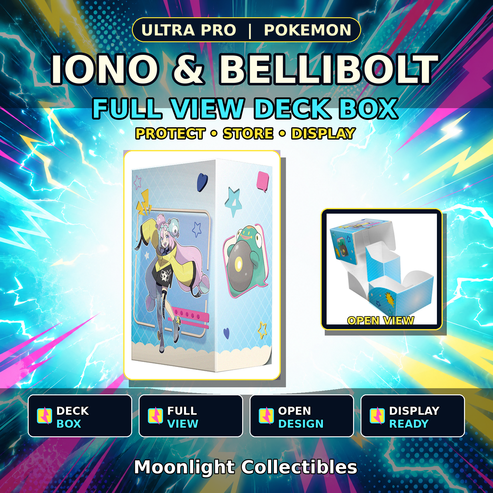 Ultra Pro Pokémon Iono & Bellibolt Full View Deck Box - Deck